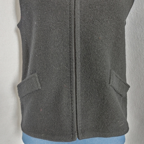 Vintage Black Tally Ho Wool Vest Faux Fur Removable Collar - Picture 6 of 7